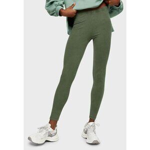 NWT Topshop Women's Size US 8-10 High Waisted Cotton Leggings Olive Green